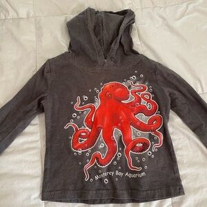 Monterey Bay Gray and Red Octopus Hoodie
